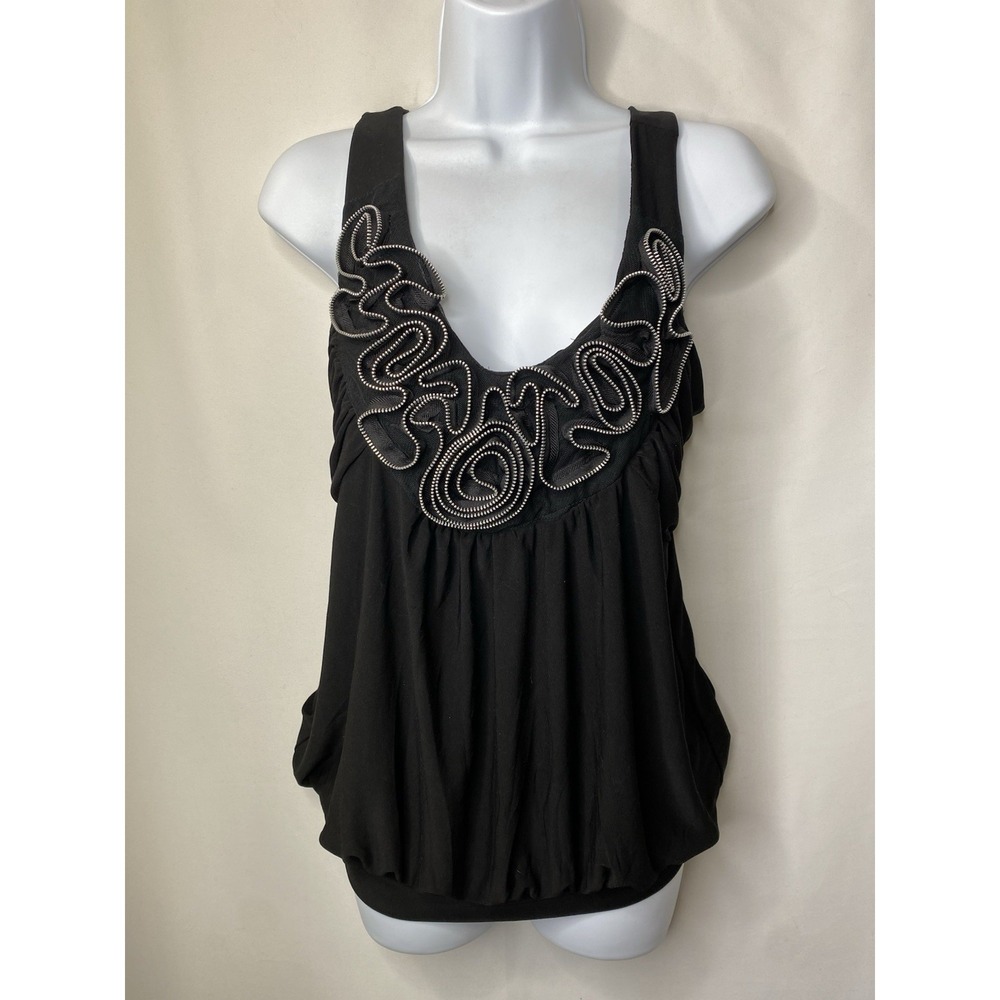 Vintage Y2K Dots Womens Tank Top Size 1X Zipper Embellishment Goth Witchy Punk